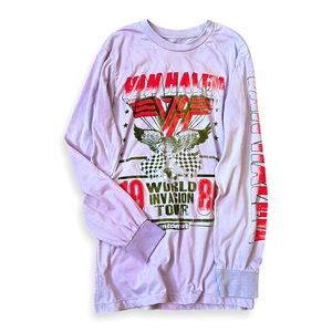 Purple Van Halen Long Sleeve World Invasion Tour Band Tee
